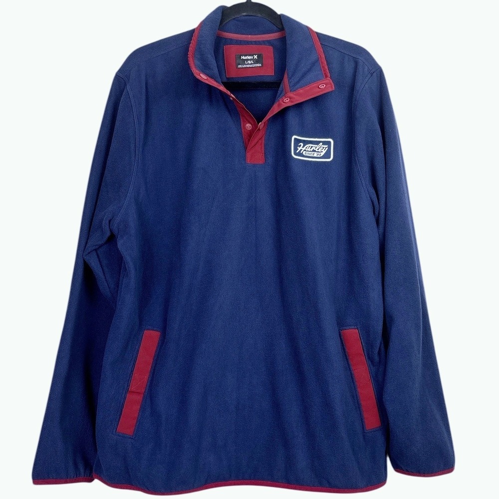 Hurley Fleece Pullover Sweatshirt‎ Men's Large Navy Blue Athletic Outerwear